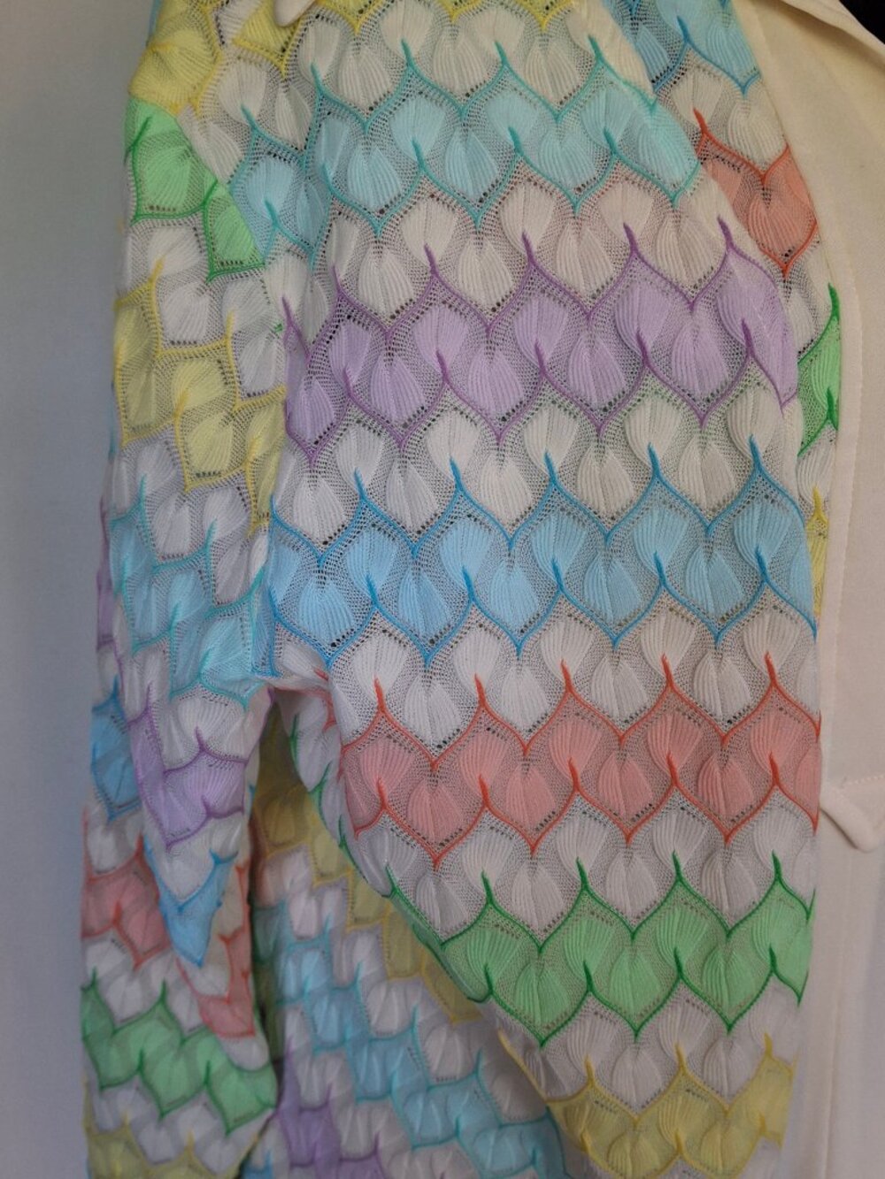 Vintage JC Penney's Maxi Dress & Cardigan with Pastel Rainbow Chevron Pattern - Picture 3 of 8